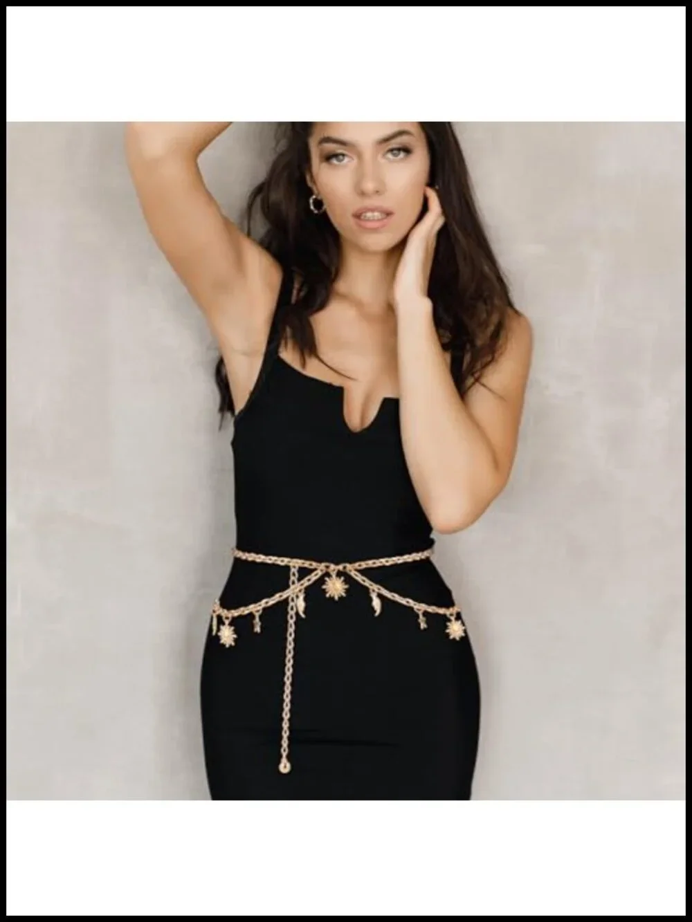 Double Layer Women's Metal Chain Belt Adjustable Waist Link Belt for Dresses